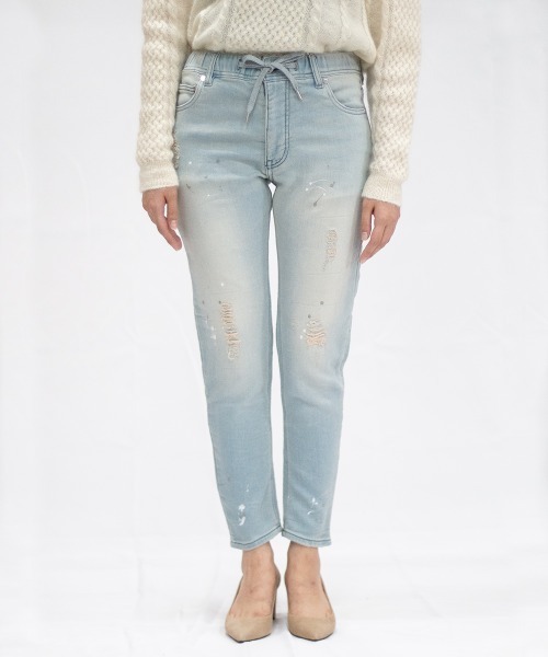 oblekt（オブレクト）の「LADYS COMFY DENIM REPAIR（デニムパンツ・レディース・グレー/ライトブルー/ブラック/ネイビー/ブルー/ホワイト・X-SMALL/LARGE/SMALL/MEDIUM）」の15枚目の写真