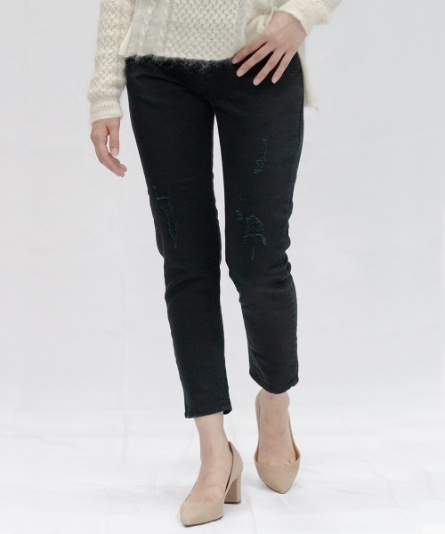 oblekt（オブレクト）の「LADYS COMFY DENIM REPAIR（デニムパンツ・レディース・グレー/ライトブルー/ブラック/ネイビー/ブルー/ホワイト・X-SMALL/LARGE/SMALL/MEDIUM）」の18枚目の写真