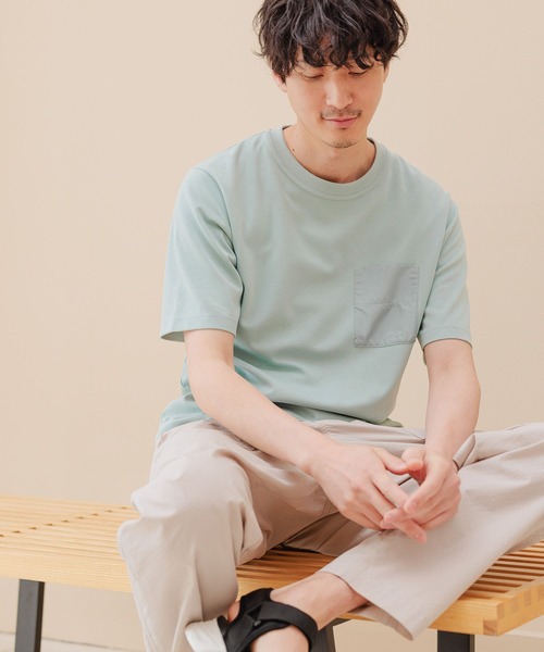 GLOBAL WORK(グローバルワーク)の「冷感機能付きT/255797(Tシャツ/カットソー・メンズ・ブラック/グレー/ホワイト系/サックスブルー系/ライトグレー/グリーン/ホワイト系その他/チャコールグレー・SMALL/MEDIUM/LARGE/X-LARGE)」の8枚目の写真