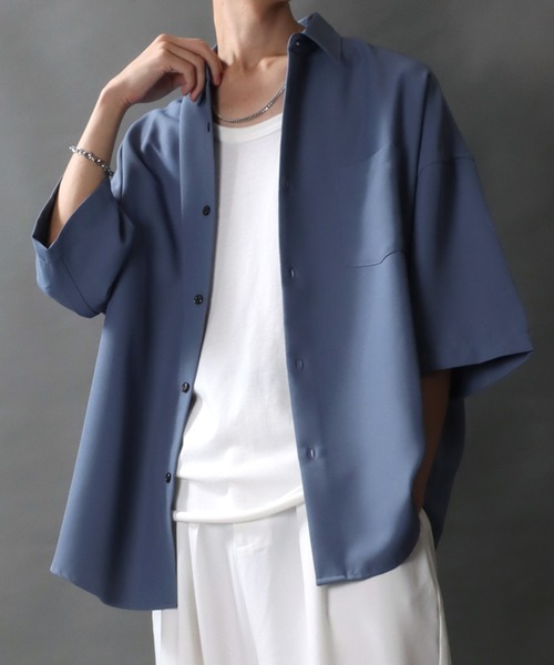 SITRY（シトリー）の「SITRY Oversize Drop shoulder Regular collar shirt/別注 ビッグシルエット ドレープツイル レギュラーカラーシャツ（シャツ/ブラウス・メンズ・ホワイト/チャコールグレー/ライトグレー/ブラック/ダークグリーン/ベージュ/ブラウン/グレイッシュブルー/ホワイト系その他/ブラック系その他/ブラック系その他2・L/M）」の11枚目の写真
