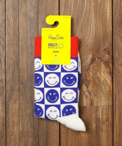 Happy Socks(ハッピーソックス)の「『HAPPY SOCKS』KIDS SMILY × HappySocks(ソックス/靴下・キッズ・ホワイト/ネイビー/ピンク/ブルー・X-LARGE/LARGE/MEDIUM/X-SMALL/SMALL)」の2枚目の写真