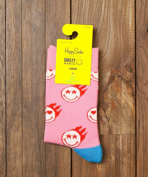 Happy Socks(ハッピーソックス)の「『HAPPY SOCKS』KIDS SMILY × HappySocks(ソックス/靴下・キッズ・ホワイト/ネイビー/ピンク/ブルー・X-LARGE/LARGE/MEDIUM/X-SMALL/SMALL)」の4枚目の写真