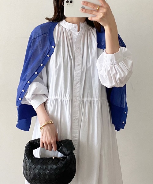 Emma Taylor（エマテイラー）の「前後2WAYパール釦シアーカーディガン（カーディガン/ボレロ・レディース・ホワイト/ブラック/イエロー/ブルー/グリーン・FREE）」の11枚目の写真