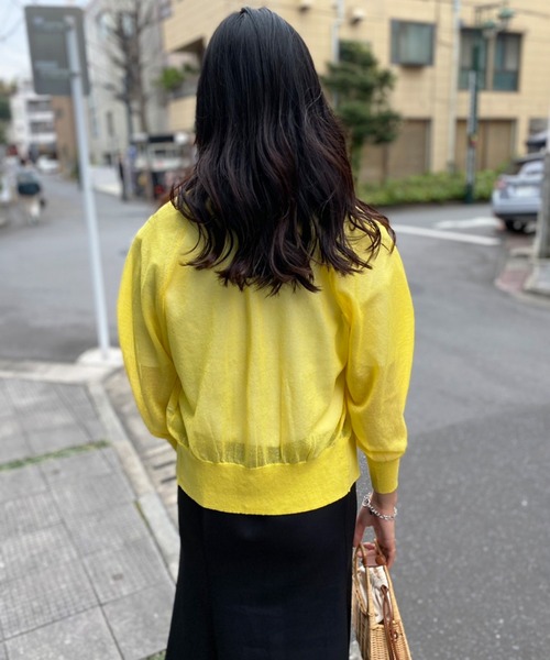 Emma Taylor（エマテイラー）の「前後2WAYパール釦シアーカーディガン（カーディガン/ボレロ・レディース・ホワイト/ブラック/イエロー/ブルー/グリーン・FREE）」の17枚目の写真