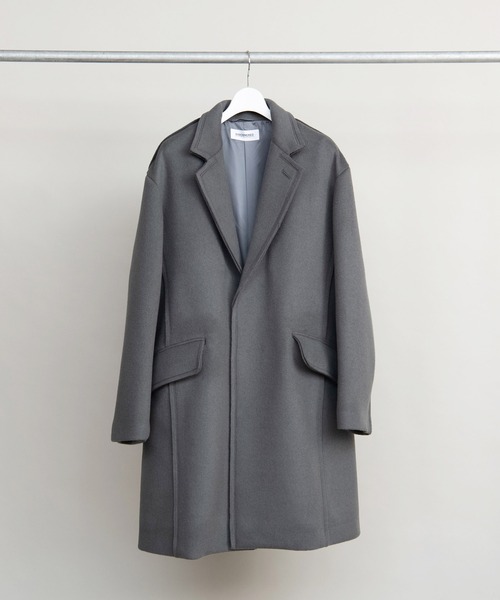 DISCOVERED(ディスカバード)の「DISCOVERED ディスカバード / MELTON LONG COAT スーパー120'sメルトンウールロングコート / DC-AW22-CO-03(チェスターコート・メンズ・ダークネイビー/ダークグレー・3/1)」の5枚目の写真