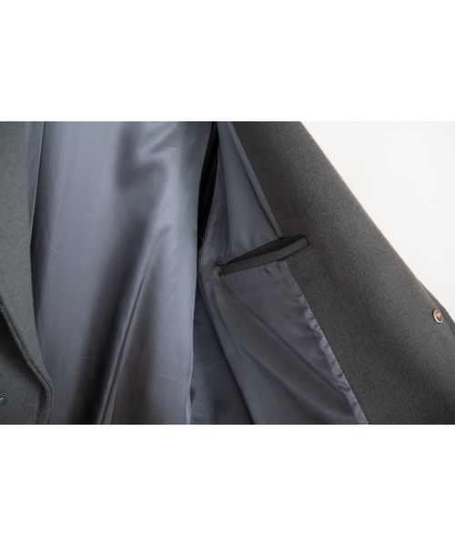 DISCOVERED(ディスカバード)の「DISCOVERED ディスカバード / MELTON LONG COAT スーパー120'sメルトンウールロングコート / DC-AW22-CO-03(チェスターコート・メンズ・ダークネイビー/ダークグレー・3/1)」の12枚目の写真