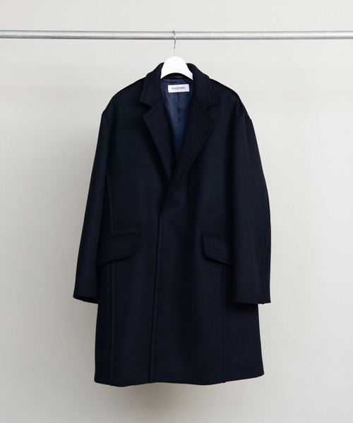 DISCOVERED(ディスカバード)の「DISCOVERED ディスカバード / MELTON LONG COAT スーパー120'sメルトンウールロングコート / DC-AW22-CO-03(チェスターコート・メンズ・ダークネイビー/ダークグレー・3/1)」の6枚目の写真