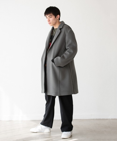 DISCOVERED(ディスカバード)の「DISCOVERED ディスカバード / MELTON LONG COAT スーパー120'sメルトンウールロングコート / DC-AW22-CO-03(チェスターコート・メンズ・ダークネイビー/ダークグレー・3/1)」の9枚目の写真