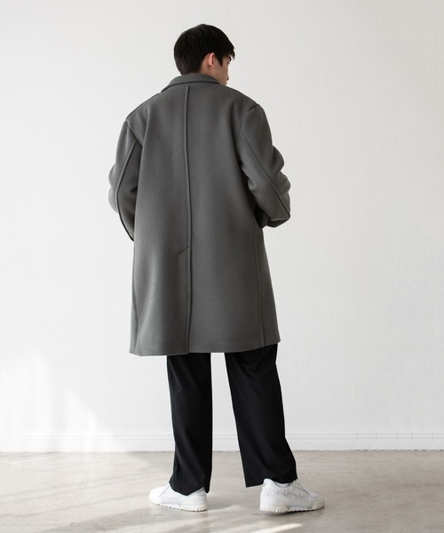 DISCOVERED(ディスカバード)の「DISCOVERED ディスカバード / MELTON LONG COAT スーパー120'sメルトンウールロングコート / DC-AW22-CO-03(チェスターコート・メンズ・ダークネイビー/ダークグレー・3/1)」の19枚目の写真