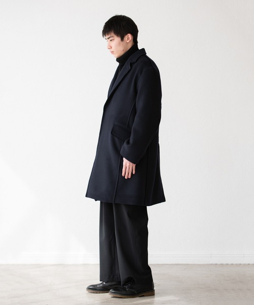 DISCOVERED(ディスカバード)の「DISCOVERED ディスカバード / MELTON LONG COAT スーパー120'sメルトンウールロングコート / DC-AW22-CO-03(チェスターコート・メンズ・ダークネイビー/ダークグレー・3/1)」の13枚目の写真