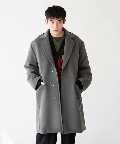 DISCOVERED(ディスカバード)の「DISCOVERED ディスカバード / MELTON LONG COAT スーパー120'sメルトンウールロングコート / DC-AW22-CO-03(チェスターコート・メンズ・ダークネイビー/ダークグレー・3/1)」の7枚目の写真