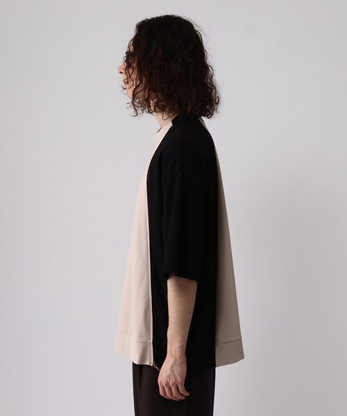 tk.TAKEO KIKUCHI（ティーケータケオキクチ）の「◆ハーフ&ハーフZIP半袖カットソー（Tシャツ/カットソー・メンズ・ブラック系4/ベージュ系4/ブルー系4・02/03）」の6枚目の写真