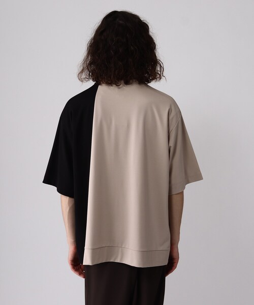 tk.TAKEO KIKUCHI（ティーケータケオキクチ）の「◆ハーフ&ハーフZIP半袖カットソー（Tシャツ/カットソー・メンズ・ブラック系4/ベージュ系4/ブルー系4・02/03）」の7枚目の写真