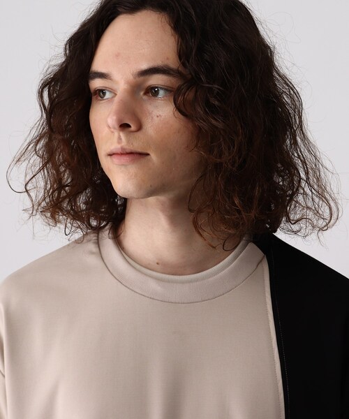 tk.TAKEO KIKUCHI（ティーケータケオキクチ）の「◆ハーフ&ハーフZIP半袖カットソー（Tシャツ/カットソー・メンズ・ブラック系4/ベージュ系4/ブルー系4・02/03）」の8枚目の写真