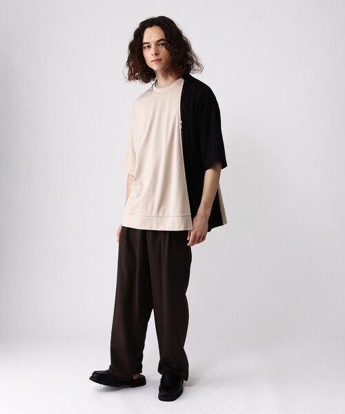 tk.TAKEO KIKUCHI（ティーケータケオキクチ）の「◆ハーフ&ハーフZIP半袖カットソー（Tシャツ/カットソー・メンズ・ブラック系4/ベージュ系4/ブルー系4・02/03）」の13枚目の写真