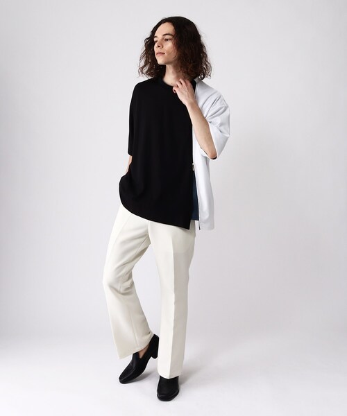 tk.TAKEO KIKUCHI（ティーケータケオキクチ）の「◆ハーフ&ハーフZIP半袖カットソー（Tシャツ/カットソー・メンズ・ブラック系4/ベージュ系4/ブルー系4・02/03）」の17枚目の写真