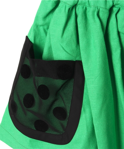 COMECHATTO&CLOSET（カムチャットアンドクロゼット）の「チュールドットBIGポケットスカート（スカート・キッズ・ブラック/グリーン/ピンク・M/L/S）」の7枚目の写真