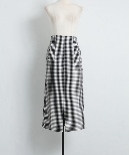 tocco closet(トッコ クローゼット)の「ポケット付き裾スリット入りギンガムチェックストレッチタイトスカート(スカート・レディース・ブラック/グリーン・M)」の13枚目の写真