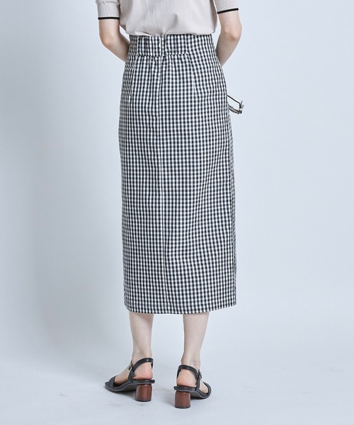 tocco closet(トッコ クローゼット)の「ポケット付き裾スリット入りギンガムチェックストレッチタイトスカート(スカート・レディース・ブラック/グリーン・M)」の7枚目の写真