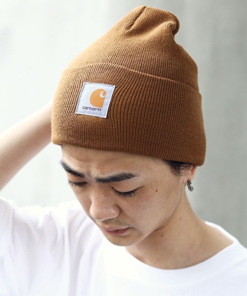 Carhartt(カーハート)の「Carhartt/カーハート アクリル ニット帽 Acrylic Watch(ニットキャップ/ビーニー・メンズ・ホワイト/ブラック/ネイビー/ライム/グレー/ブラウン系その他/ブラック×ホワイト/ブラウン/オレンジ/チャコールグレー・FREE)」の6枚目の写真