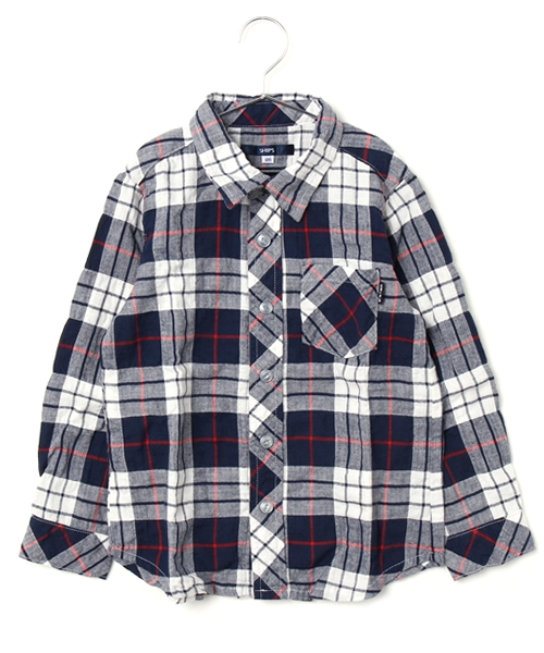 SHIPS（シップス）の「SHIPS KIDS:シャーリング チェック シャツ(kids)（シャツ/ブラウス・キッズ・レッド/ネイビー・130/110/120/100）」の2枚目の写真