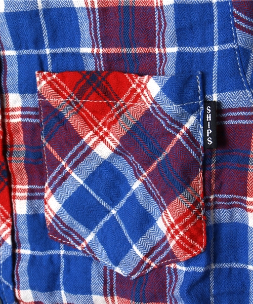 SHIPS（シップス）の「SHIPS KIDS:シャーリング チェック シャツ(kids)（シャツ/ブラウス・キッズ・レッド/ネイビー・130/110/120/100）」の6枚目の写真