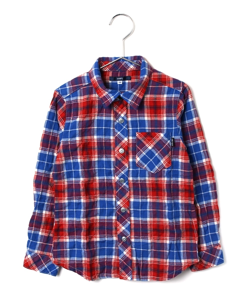 SHIPS（シップス）の「SHIPS KIDS:シャーリング チェック シャツ(kids)（シャツ/ブラウス・キッズ・レッド/ネイビー・130/110/120/100）」の3枚目の写真