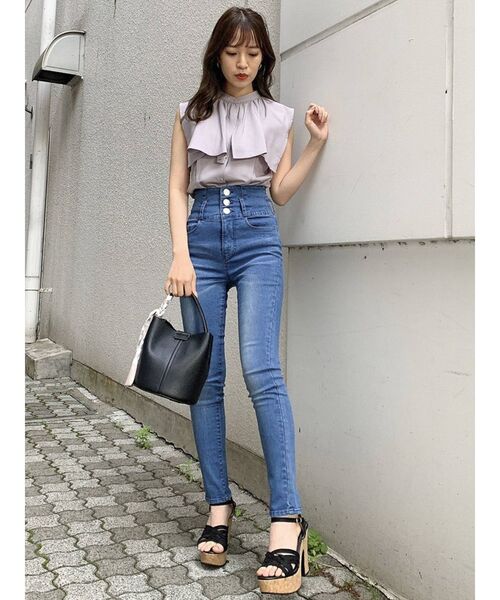 dazzlin（ダズリン）の「ケープノースリブラウス（シャツ/ブラウス・レディース・オフホワイト/パープル/ベージュ・FREE）」の10枚目の写真