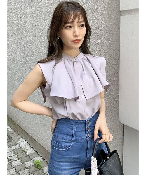 dazzlin（ダズリン）の「ケープノースリブラウス（シャツ/ブラウス・レディース・オフホワイト/パープル/ベージュ・FREE）」の15枚目の写真