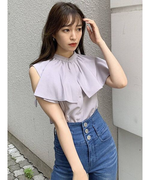 dazzlin（ダズリン）の「ケープノースリブラウス（シャツ/ブラウス・レディース・オフホワイト/パープル/ベージュ・FREE）」の16枚目の写真