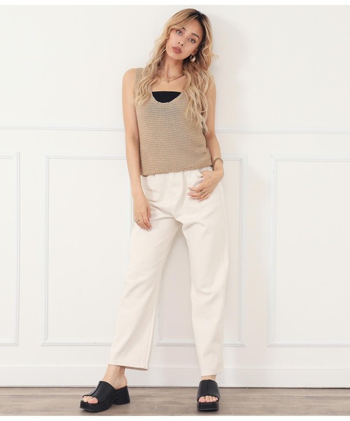 LATINA（ラティーナ）の「テープヤーン両Vネックタンクトップ（タンクトップ・レディース・カーキ/アイボリー/ベージュ・FREE）」の9枚目の写真