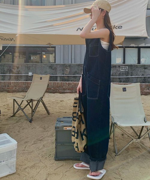 meJane（ミージェーン）の「ワイドデニムオーバーオール（サロペット/オーバーオール・レディース・インディゴブルー/ブルー・FREE）」の7枚目の写真