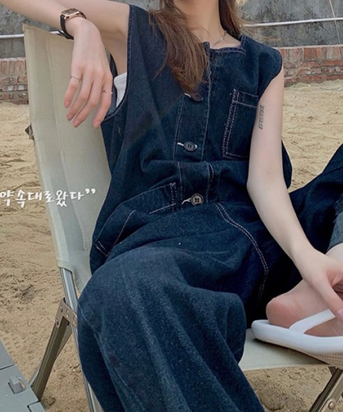 meJane（ミージェーン）の「ワイドデニムオーバーオール（サロペット