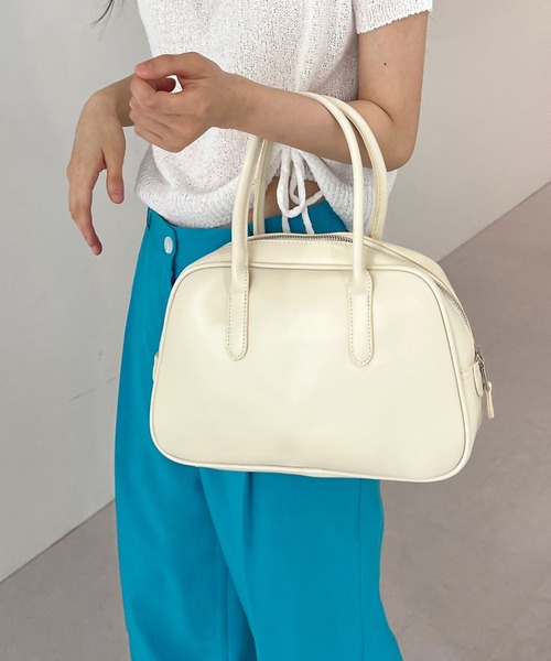 by muni:r(バイ ムニール)の「デイリーステッチトートバッグ(トートバッグ・レディース・ブラック/アイボリー・ONE SIZE)」の4枚目の写真