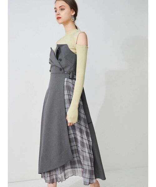 MERCURYDUO（マーキュリーデュオ）の「アームウォーマー付きリブニット（ニット/セーター・レディース・ブラック/オフホワイト/イエロー・FREE）」の8枚目の写真