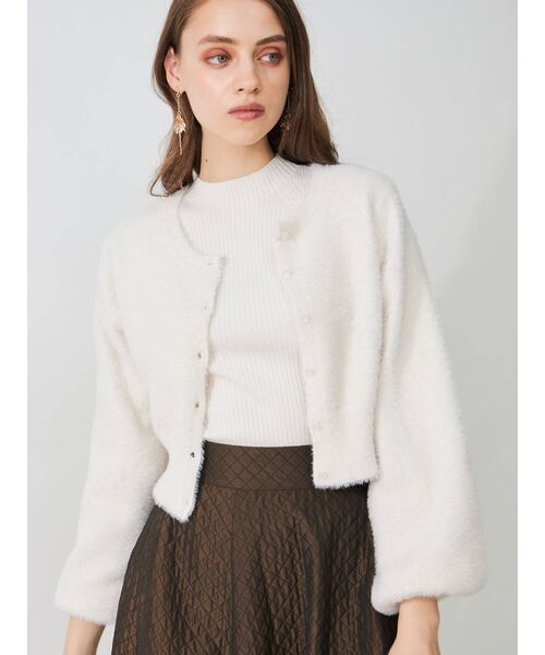 MERCURYDUO（マーキュリーデュオ）の「アームウォーマー付きリブニット（ニット/セーター・レディース・ブラック/オフホワイト/イエロー・FREE）」の9枚目の写真