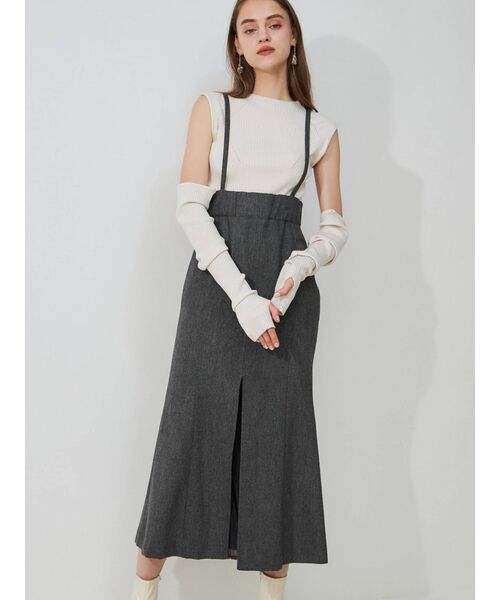 MERCURYDUO（マーキュリーデュオ）の「アームウォーマー付きリブニット（ニット/セーター・レディース・ブラック/オフホワイト/イエロー・FREE）」の5枚目の写真