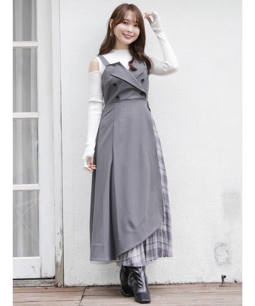 MERCURYDUO（マーキュリーデュオ）の「アームウォーマー付きリブニット（ニット/セーター・レディース・ブラック/オフホワイト/イエロー・FREE）」の6枚目の写真