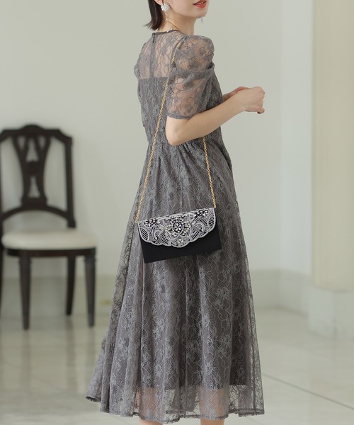 ElegChic(エレグシック)の「ビーズ 刺繍 クラッチバック 結婚式 同窓会 オケージョン お呼ばれ パーティーバッグ(クラッチバッグ・レディース・ベージュ/ブラック・FREE)」の14枚目の写真