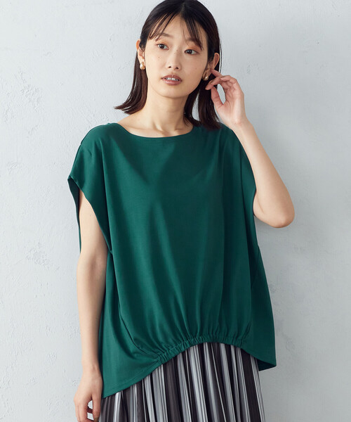 COMME CA ISM(コムサイズム)の「ショルダータック デザイントップス(Tシャツ/カットソー・レディース・ホワイト/グリーン/ブラウン・MEDIUM/LARGE)」の3枚目の写真