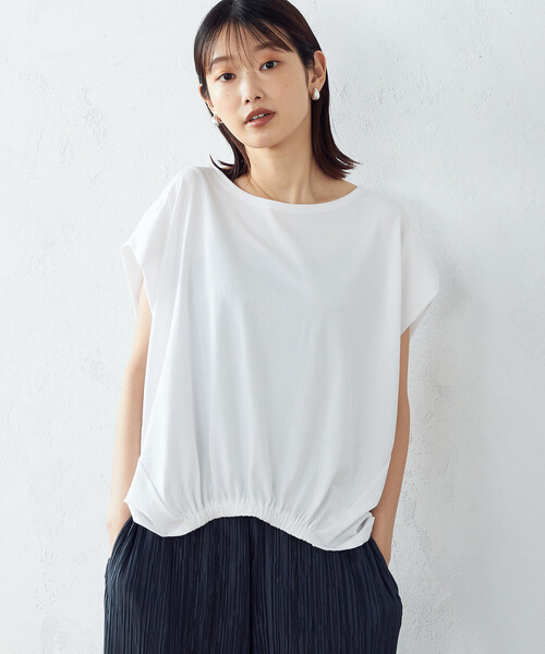 COMME CA ISM(コムサイズム)の「ショルダータック デザイントップス(Tシャツ/カットソー・レディース・ホワイト/グリーン/ブラウン・MEDIUM/LARGE)」の22枚目の写真
