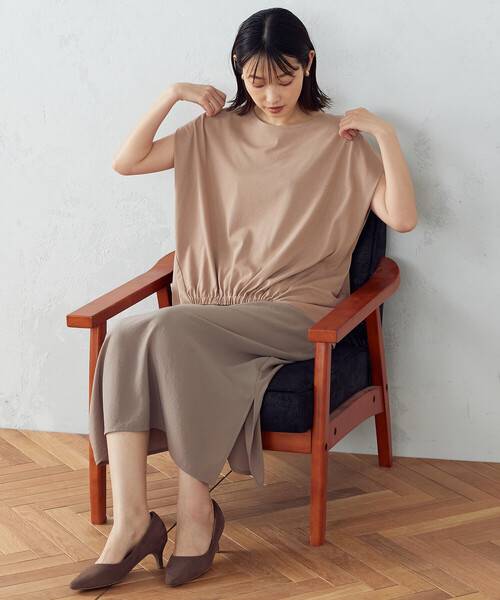 COMME CA ISM(コムサイズム)の「ショルダータック デザイントップス(Tシャツ/カットソー・レディース・ホワイト/グリーン/ブラウン・MEDIUM/LARGE)」の19枚目の写真