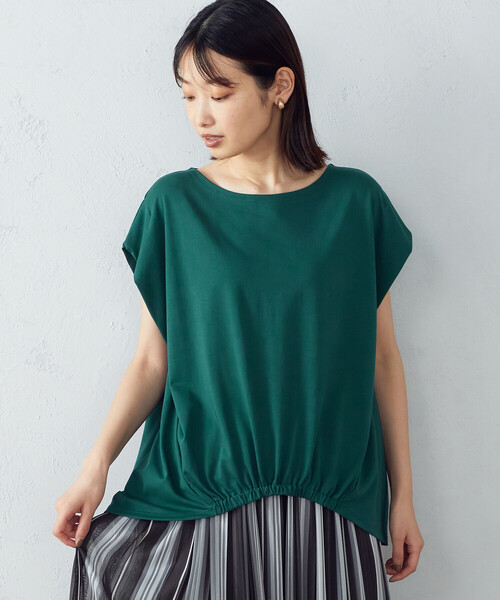 COMME CA ISM(コムサイズム)の「ショルダータック デザイントップス(Tシャツ/カットソー・レディース・ホワイト/グリーン/ブラウン・MEDIUM/LARGE)」の16枚目の写真