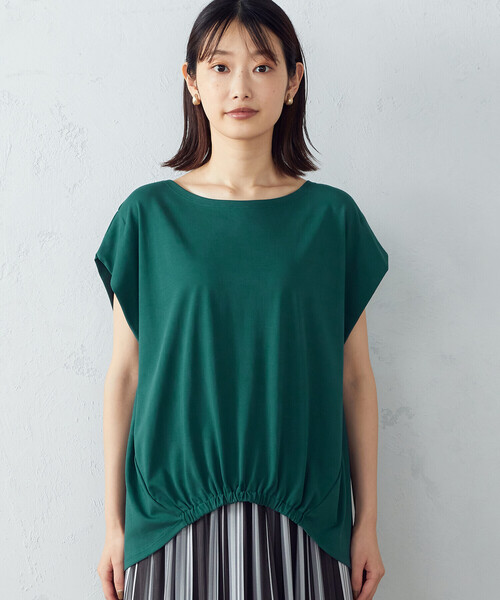 COMME CA ISM(コムサイズム)の「ショルダータック デザイントップス(Tシャツ/カットソー・レディース・ホワイト/グリーン/ブラウン・MEDIUM/LARGE)」の15枚目の写真