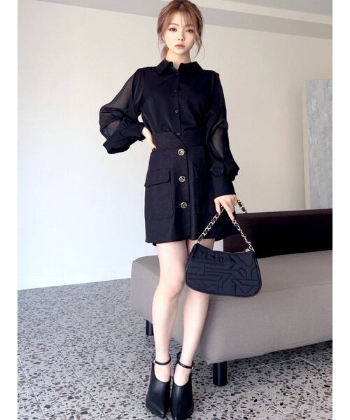 RESEXXY(リゼクシー)の「シアー切替スリーブシャツ(シャツ/ブラウス・レディース・ホワイト/ブラック/モカ・FREE)」の14枚目の写真