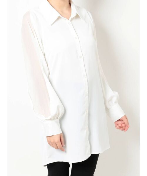 RESEXXY(リゼクシー)の「シアー切替スリーブシャツ(シャツ/ブラウス・レディース・ホワイト/ブラック/モカ・FREE)」の11枚目の写真