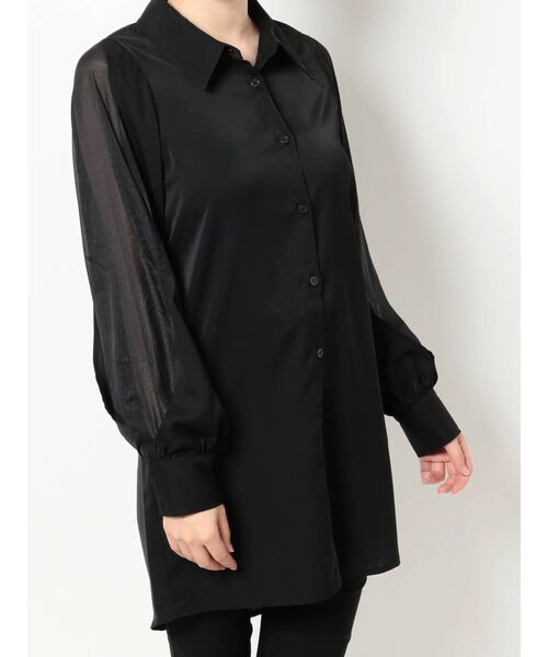 RESEXXY(リゼクシー)の「シアー切替スリーブシャツ(シャツ/ブラウス・レディース・ホワイト/ブラック/モカ・FREE)」の6枚目の写真