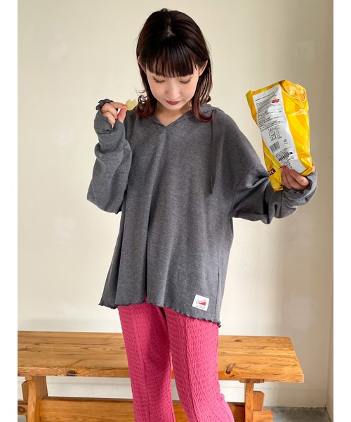 JUMELLE(ジュメロ)の「ワッフルフーデッドプルオーバー(Tシャツ/カットソー・レディース・ホワイト/チャコールグレー/ピンク・FREE)」の7枚目の写真