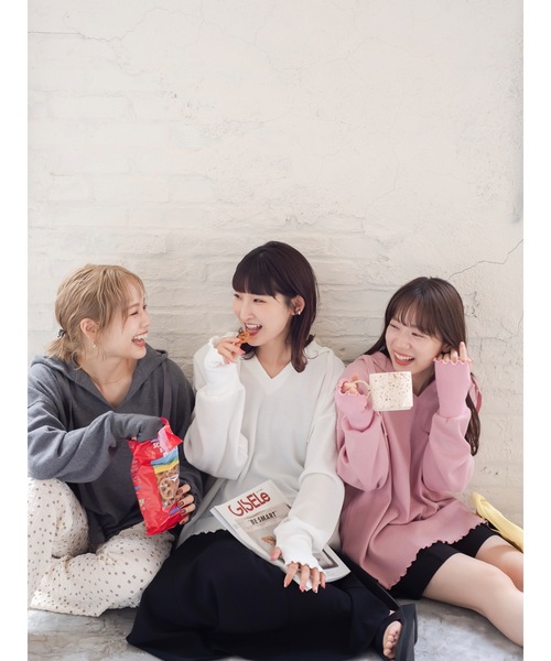 JUMELLE(ジュメロ)の「ワッフルフーデッドプルオーバー(Tシャツ/カットソー・レディース・ホワイト/チャコールグレー/ピンク・FREE)」の5枚目の写真