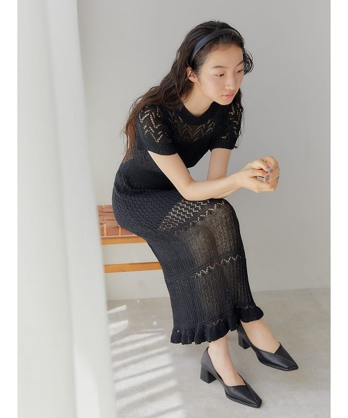 Ayla(アイラ)の「crochet knit dress(ワンピース・レディース・ブラック/クリーム・FREE)」の2枚目の写真